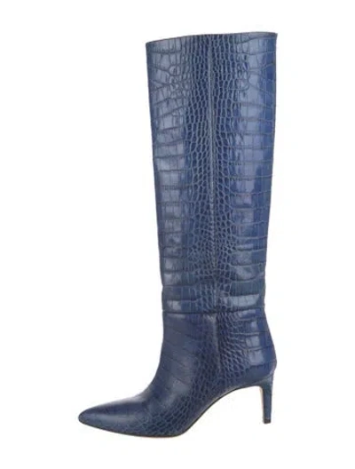 Pre-owned Paris Texas Leather Animal Print Boots In Blue