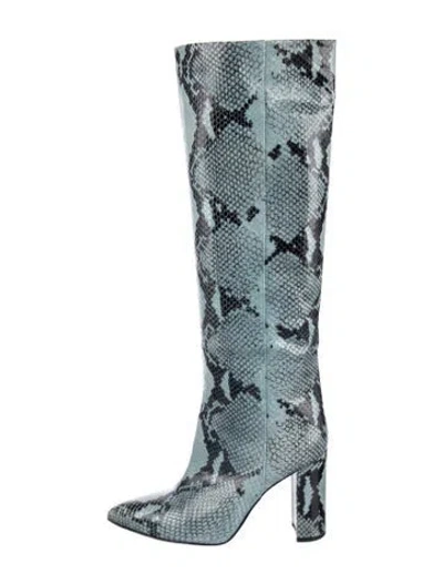 Pre-owned Paris Texas Leather Animal Print Boots In Blue