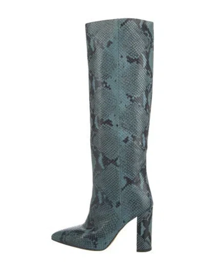 Pre-owned Paris Texas Leather Animal Print Boots In Blue