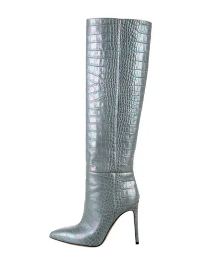 Pre-owned Paris Texas Leather Animal Print Boots In Blue