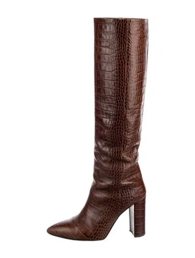 Pre-owned Paris Texas Leather Animal Print Boots In Brown