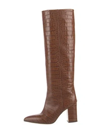 Pre-owned Paris Texas Leather Animal Print Boots In Brown