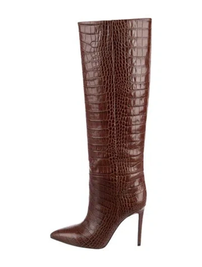 Pre-owned Paris Texas Leather Animal Print Boots In Brown
