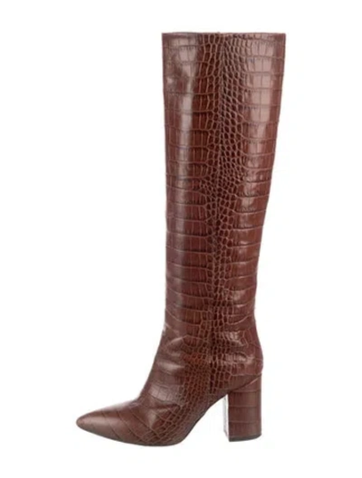 Pre-owned Paris Texas Leather Animal Print Boots In Brown