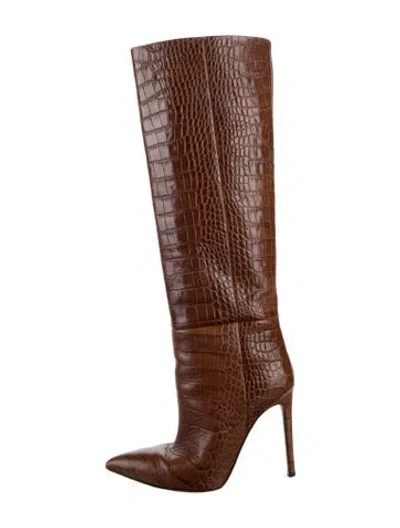 Pre-owned Paris Texas Leather Animal Print Boots In Brown