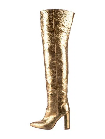 Pre-owned Paris Texas Leather Animal Print Boots In Gold/metallic
