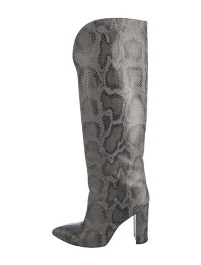 Pre-owned Paris Texas Leather Animal Print Boots In Gray