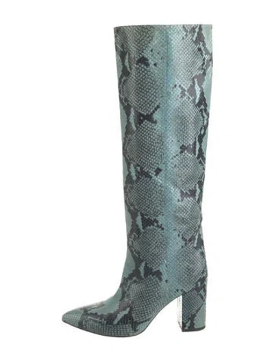 Pre-owned Paris Texas Leather Animal Print Boots In Green