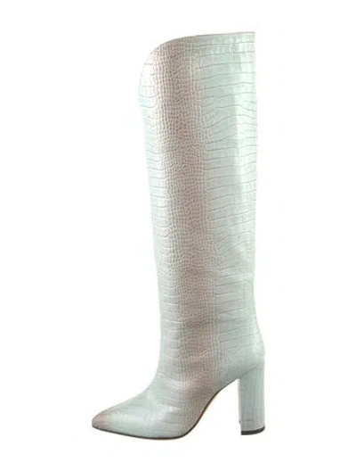 Pre-owned Paris Texas Leather Animal Print Boots In Green