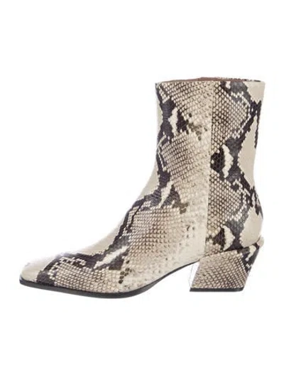 Pre-owned Paris Texas Leather Animal Print Boots In Grey