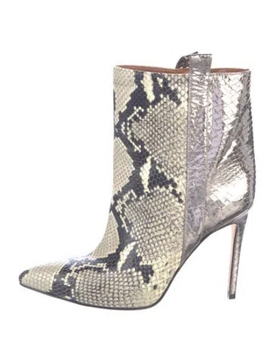 Pre-owned Paris Texas Leather Animal Print Boots In Metallic/neutrals