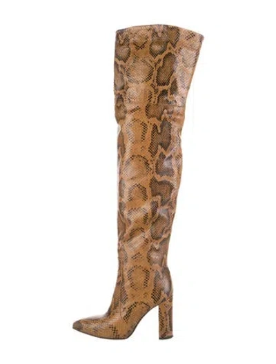 Pre-owned Paris Texas Leather Animal Print Boots In Multi