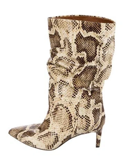 Pre-owned Paris Texas Leather Animal Print Boots In Neutral
