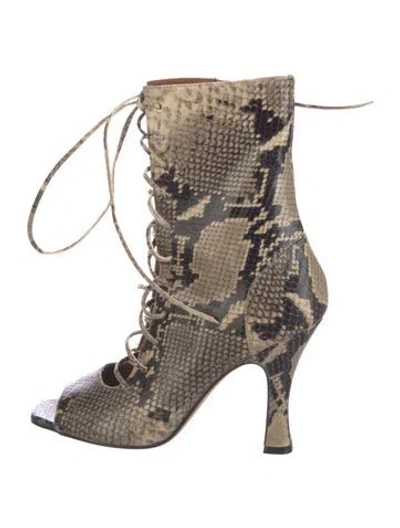 Pre-owned Paris Texas Leather Animal Print Boots In Neutral