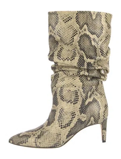 Pre-owned Paris Texas Leather Animal Print Boots In Neutral