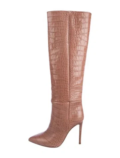 Pre-owned Paris Texas Leather Animal Print Boots In Neutral