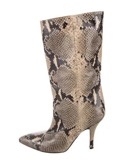 Pre-owned Paris Texas Leather Animal Print Boots In Neutral