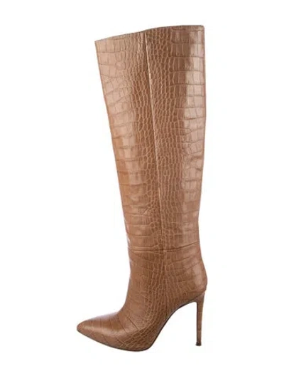 Pre-owned Paris Texas Leather Animal Print Boots In Neutrals
