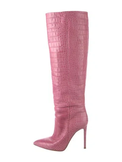 Pre-owned Paris Texas Leather Animal Print Boots In Pink
