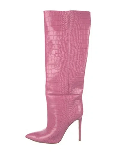 Pre-owned Paris Texas Leather Animal Print Boots In Pink