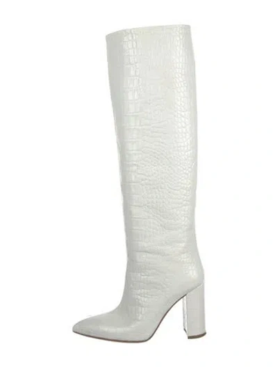 Pre-owned Paris Texas Leather Animal Print Boots In White