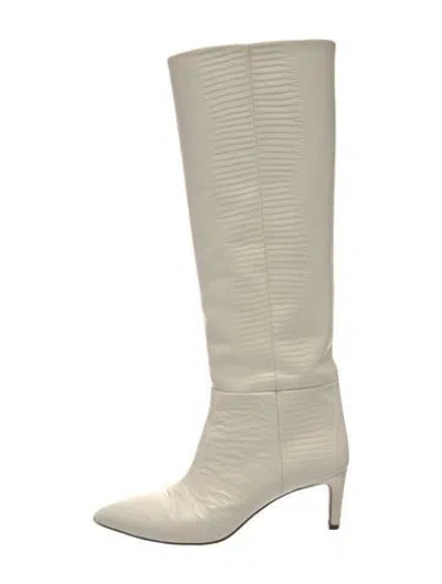 Pre-owned Paris Texas Leather Animal Print Boots In White