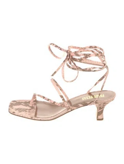 Pre-owned Paris Texas Leather Animal Print Gladiator Sandals In Neutral