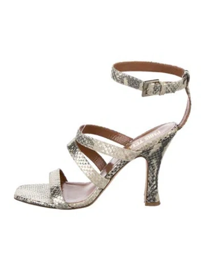 Pre-owned Paris Texas Leather Animal Print Sandals In Gold/metallic