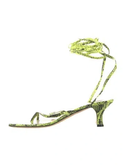 Pre-owned Paris Texas Leather Animal Print Sandals In Green