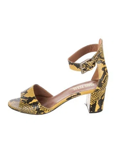 Pre-owned Paris Texas Leather Animal Print Sandals In Yellow