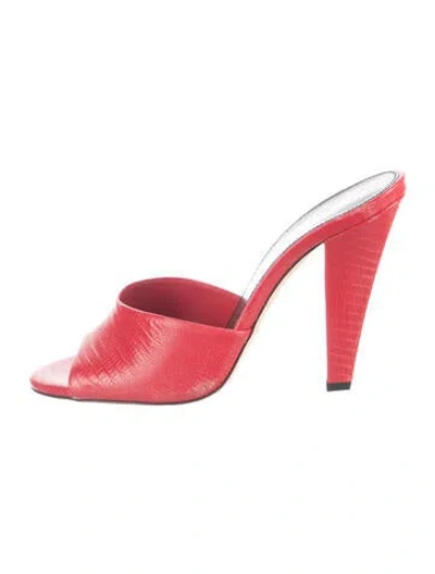 Pre-owned Paris Texas Leather Animal Print Slides In Red