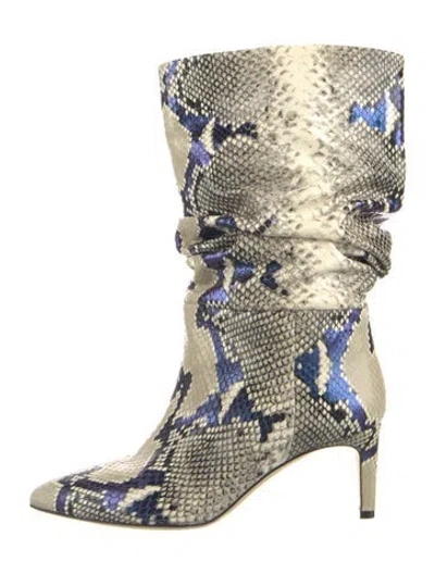 Pre-owned Paris Texas Leather Animal Print Slouch Boots In Multi