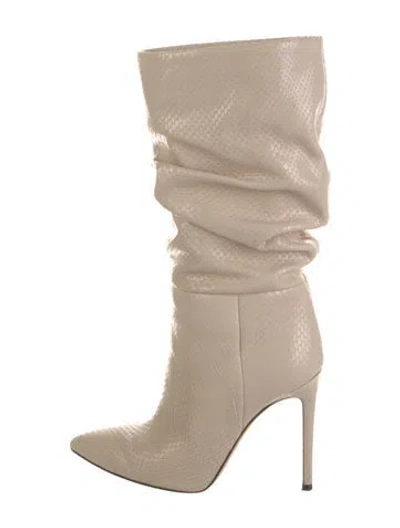 Pre-owned Paris Texas Leather Animal Print Slouch Boots In Neutral
