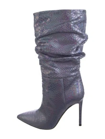 Pre-owned Paris Texas Leather Animal Print Slouch Boots In Purple