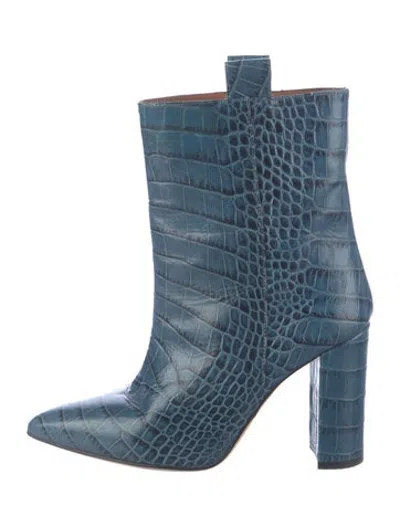 Pre-owned Paris Texas Leather Animal Print Western Boots In Blue