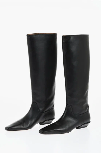 PARIS TEXAS LEATHER BETTINA BOOTS WITH SQUARED TOE