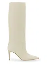 Paris Texas Knee-high Leather Boots With Pointed Toe In White