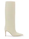 Paris Texas Knee-high Leather Boots With Pointed Toe In White