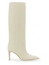 Paris Texas Knee-high Leather Boots With Pointed Toe In White