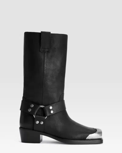 Paris Texas Leather Boot With Metal Toe Cap In Black