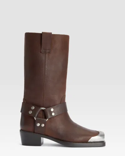 Paris Texas Leather Boot With Metal Toe Cap In Ebano