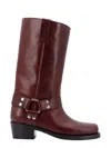 Paris Texas Studded Leather Block Heel Mid-calf Boots In Burgundy