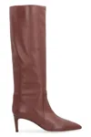 Paris Texas Pointed Knee-high Boots In Smooth Chocolate Leather In Brown