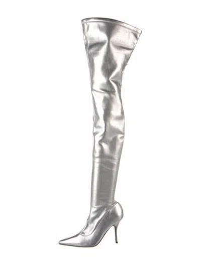 Pre-owned Paris Texas Leather Boots In Metallic/silver