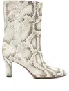 Paris Texas Ankle Boots In Natural Printed Python Leather In Neutral