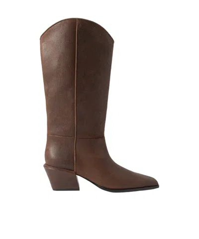 Paris Texas Leather Cowboy Boots In Brown