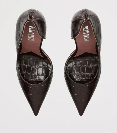 Paris Texas Leather Croc-embossed Vera Pumps 105 In Brown