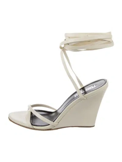 Pre-owned Paris Texas Leather Crochet Trim Sandals In Neutral