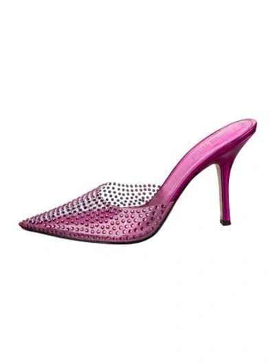 Pre-owned Paris Texas Leather Crystal Embellishments Mules