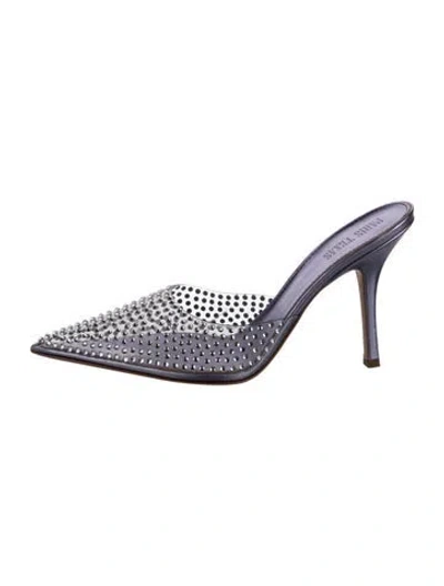 Pre-owned Paris Texas Leather Crystal Embellishments Mules In Purple